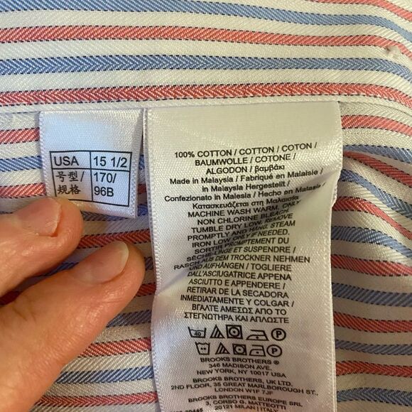 Brooks Brothers Regent Fit Coral Blue Stripe Dress Shirt 15.5 NWOT - Picture 9 of 9